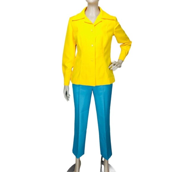 Vintage 60s Philippe Marques Teal High Waist Slip-On Trouser Pants - Picture 1 of 10